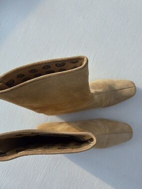 Vintage Suede Leather Boots Minimal 90s Y2K Mod Style Size 6.5